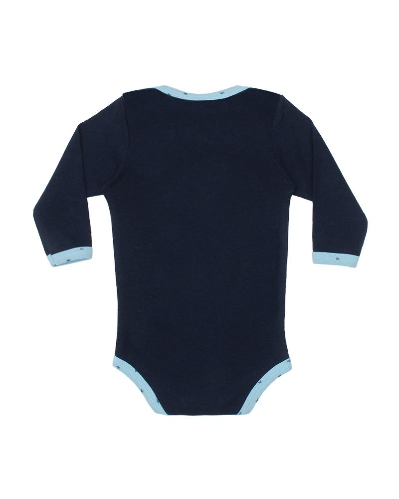 Body Em Algodão Balãozinho Azul Marinho e Azul Claro
