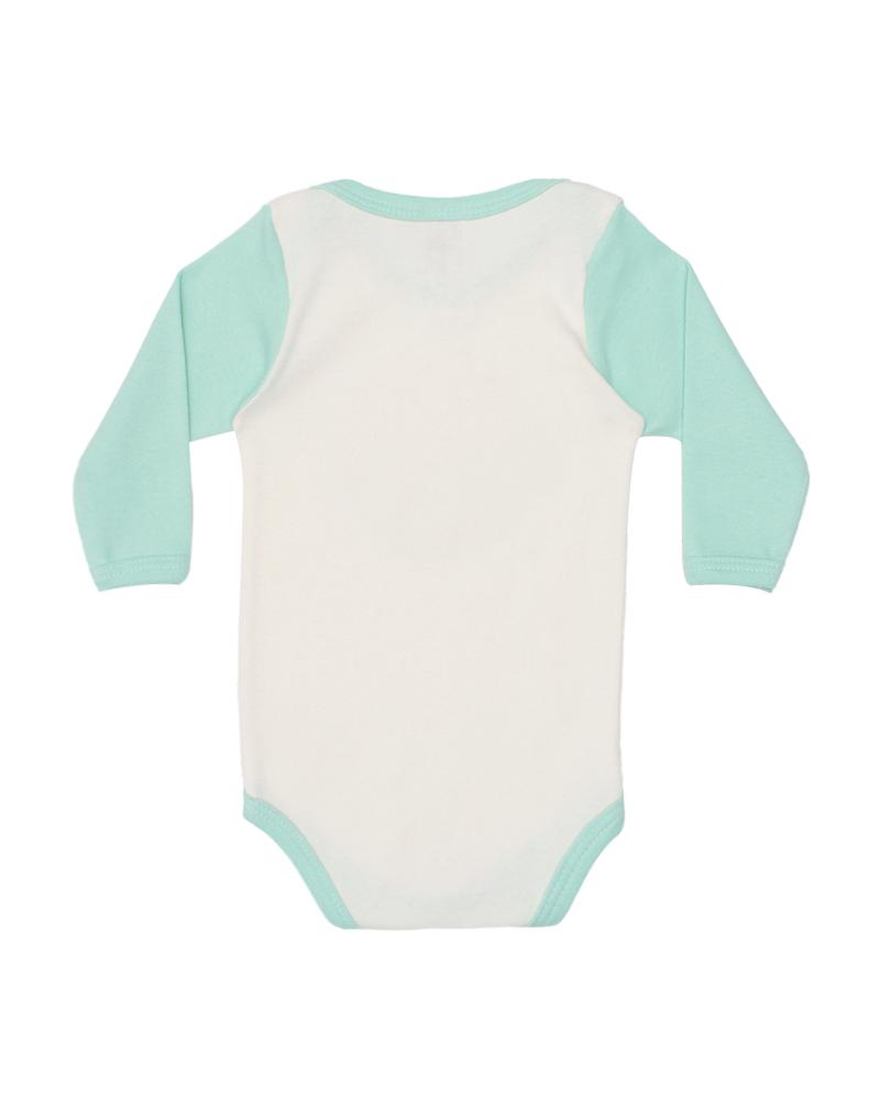 Body Em Algodão Macaquinho Bege Claro e Verde Claro