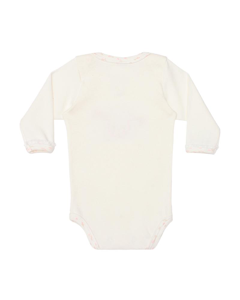Body Em Algodão Ovelhinha Bege Claro e Branco