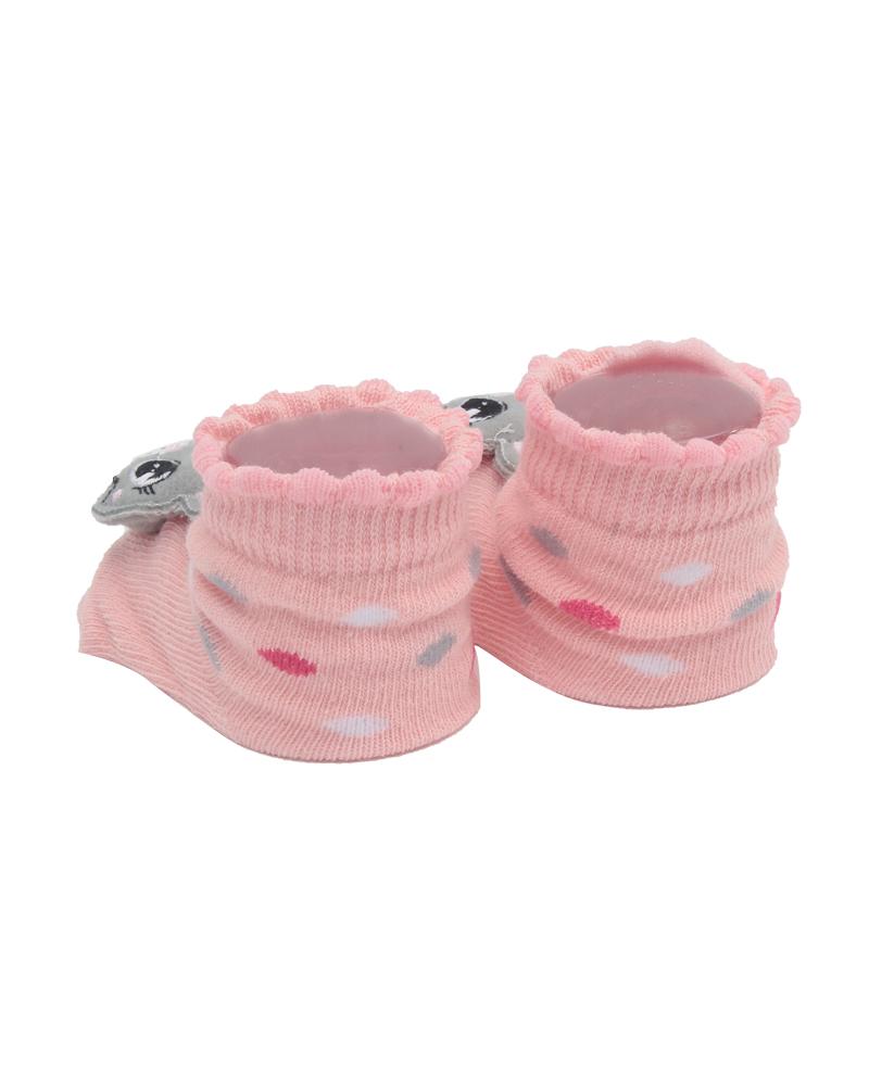 Par De Meias Poá Coelha Rosa Claro e Cinza