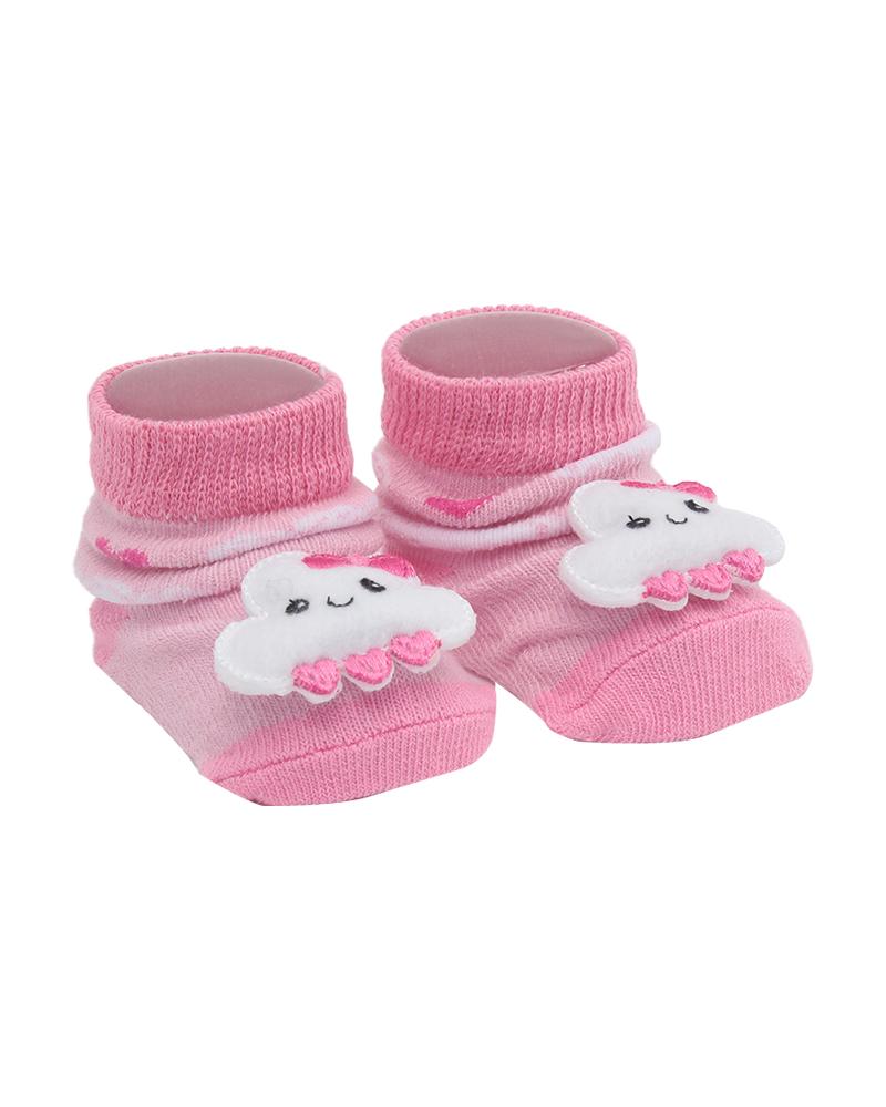 Par De Meias Corações Nuvem Rosa Claro e Branco