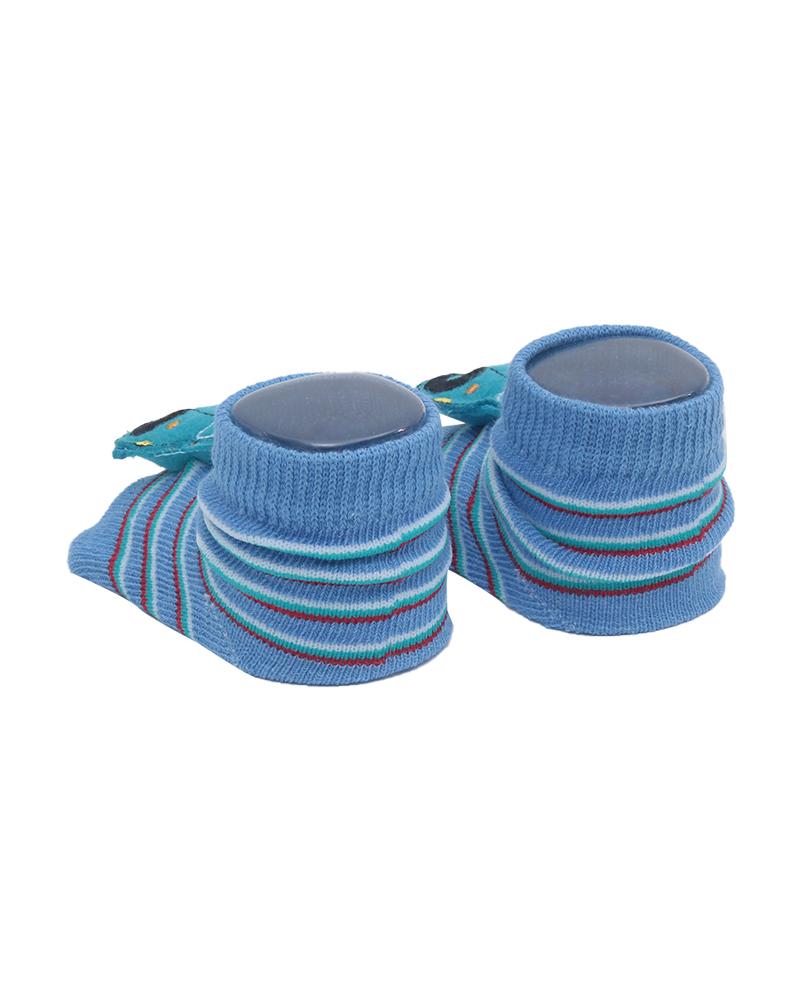 Par De Meias Listrado Carrinho Azul e Verde Água