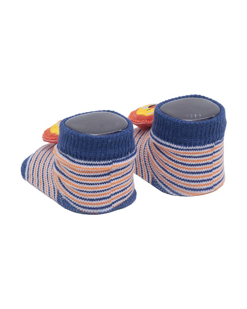 Par De Meias Listrado Leão Azul Marinho e Laranja