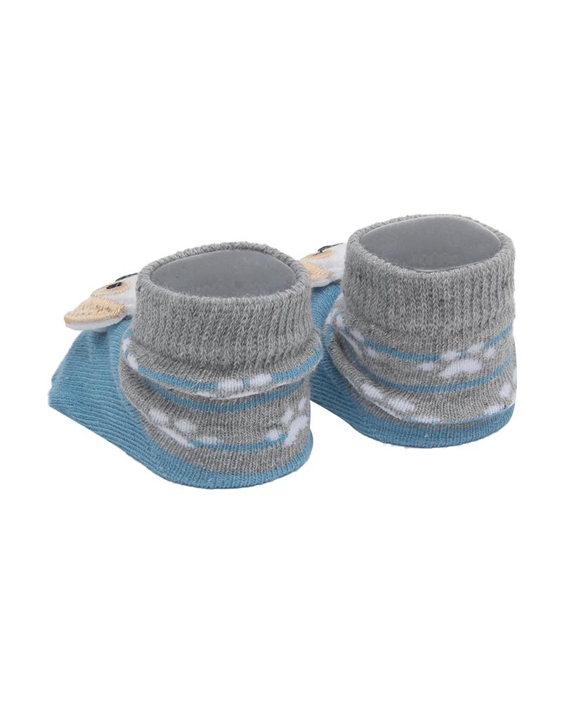 Par De Meias Patinhas Cachorrinho Azul e Cinza