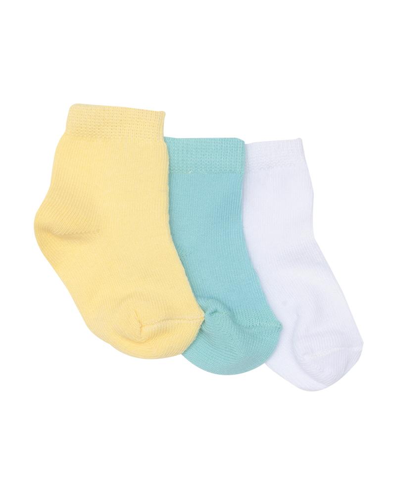 Kit De Pares De Meia Cano Médio Lisas Amarelo, Verde e Branco - 3 Pares
