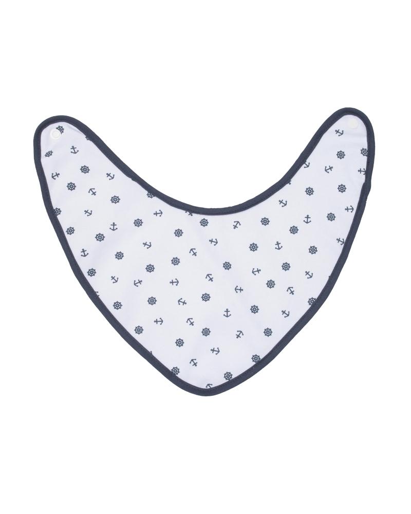 Babador Bandana Âncoras Branco e Azul Marinho