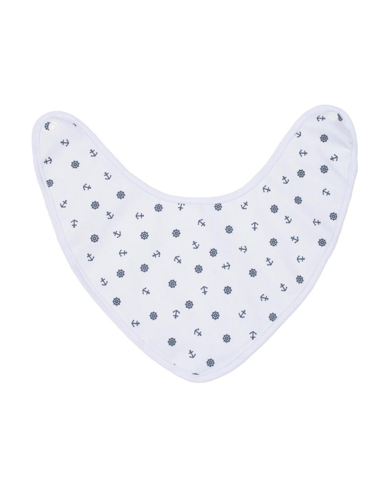 Babador Bandana Âncoras Branco e Azul Marinho