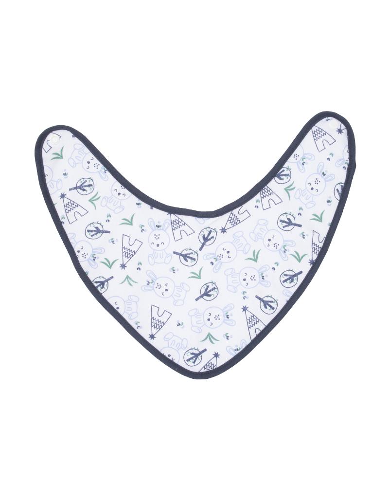 Babador Bandana Coelhinhos Branco e Azul Marinho