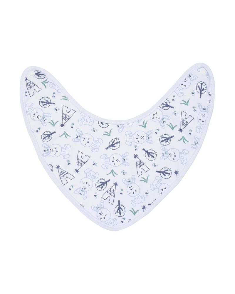 Babador Bandana Coelhinhos Branco e Azul Marinho