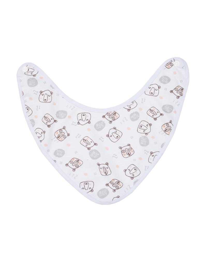 Babador Bandana Ursos Branco e Cinza Claro