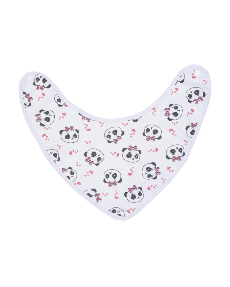 Babador Bandana Pandas Branco e Vermelho