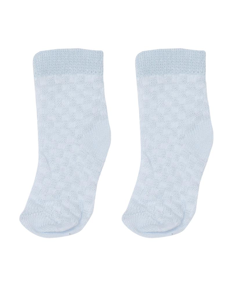 Par De Meias Cano Médio Em Relevo Azul Bebê