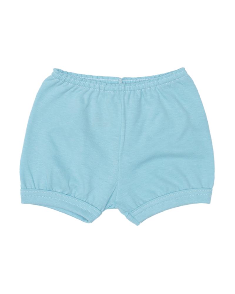 Short Em Malha De Algodão Com Punho Azul Claro