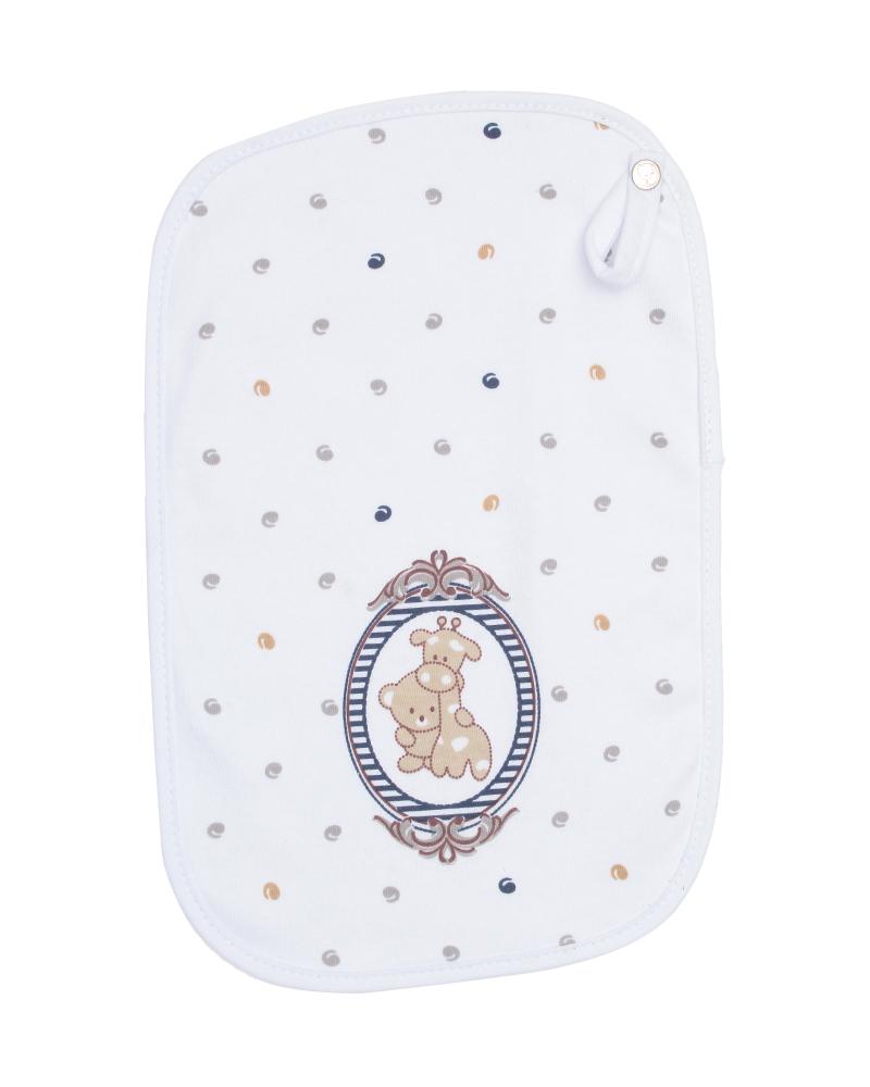 Kit Paninho De Boca Em Malha Com Bordado Branco e Azul Marinho - 3 Unidades