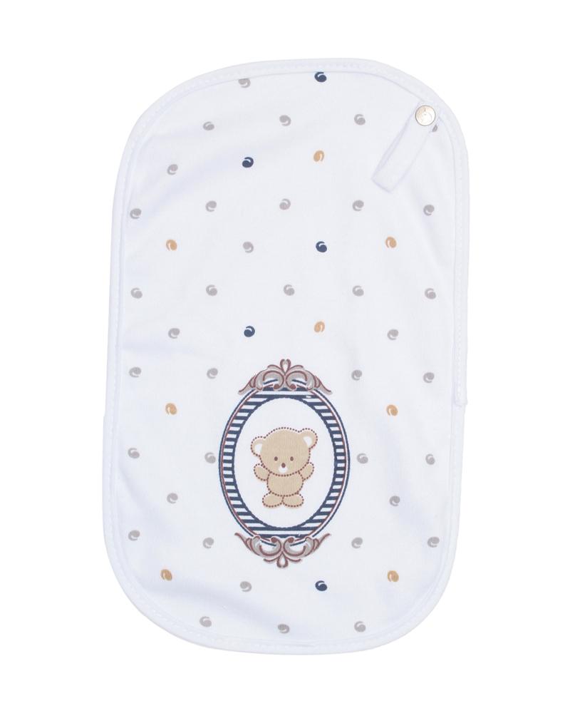 Kit Paninho De Boca Em Malha Com Bordado Branco e Azul Marinho - 3 Unidades