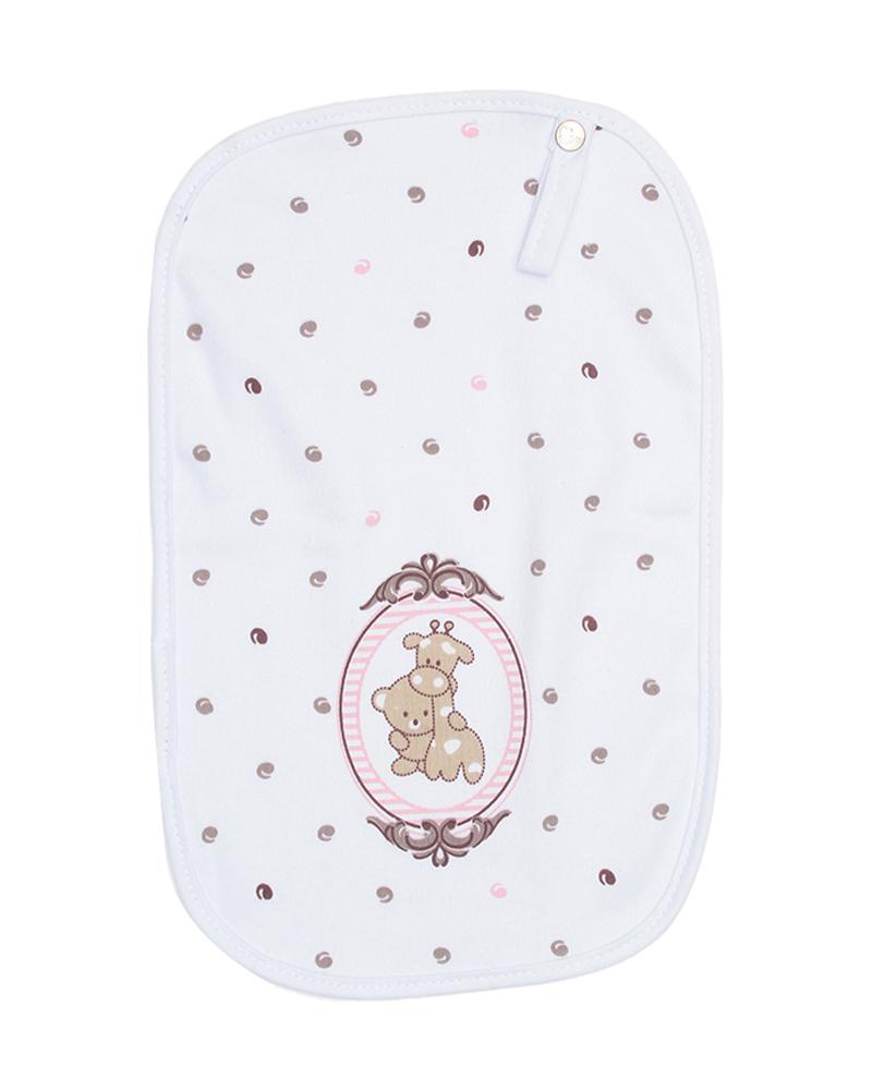 Kit Paninho De Boca Em Malha Com Bordado Branco e Rosa Bebê - 3 Unidades