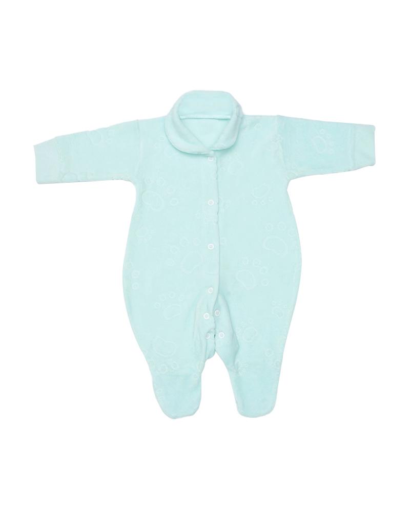 Macacão Em Plush Patinhas Verde Claro