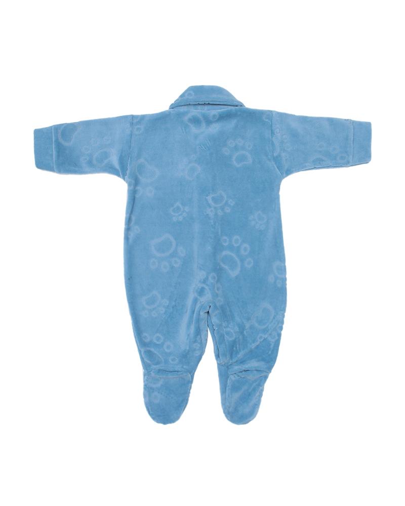 Macacão Em Plush Patinhas Azul Turquesa