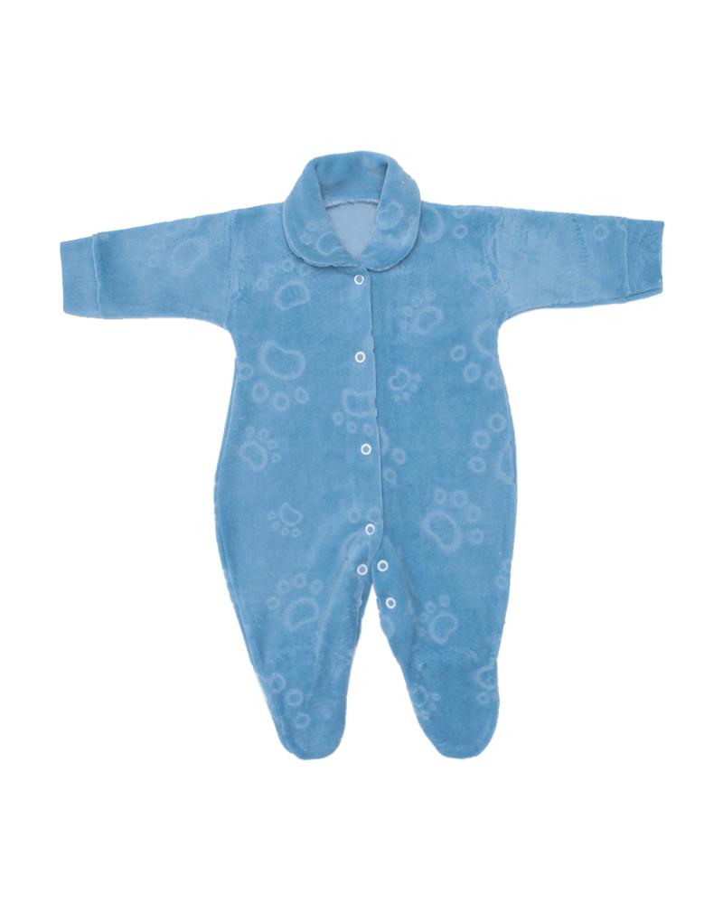 Macacão Em Plush Patinhas Azul Turquesa