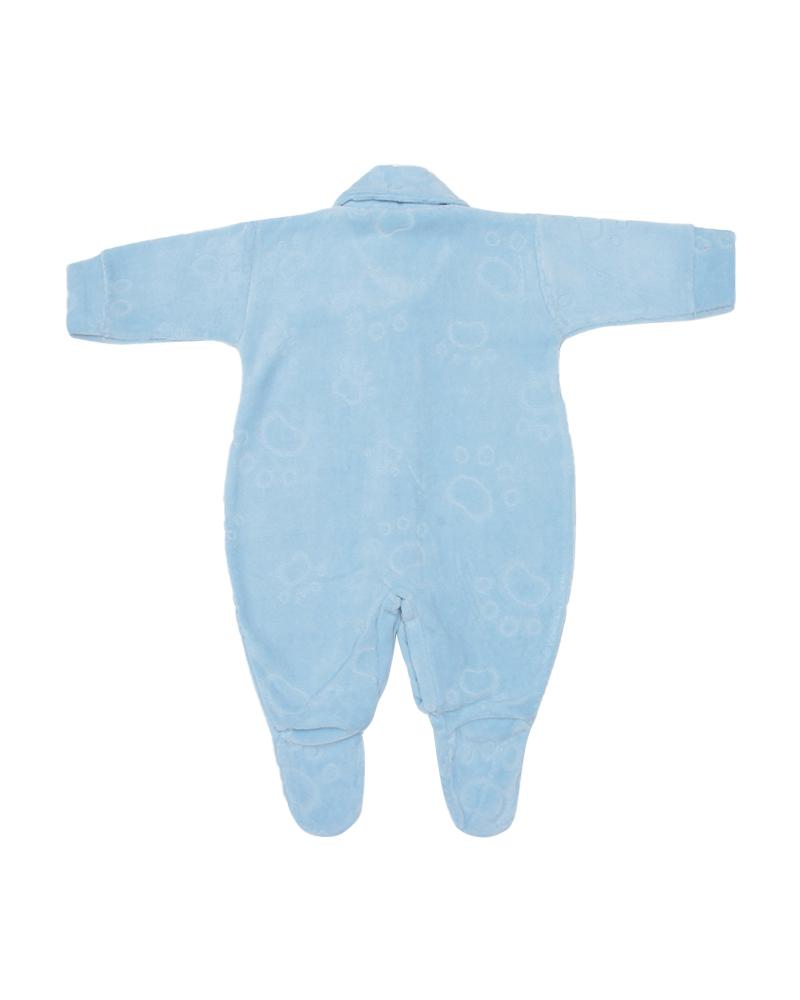 Macacão Em Plush Patinhas Azul Piscina