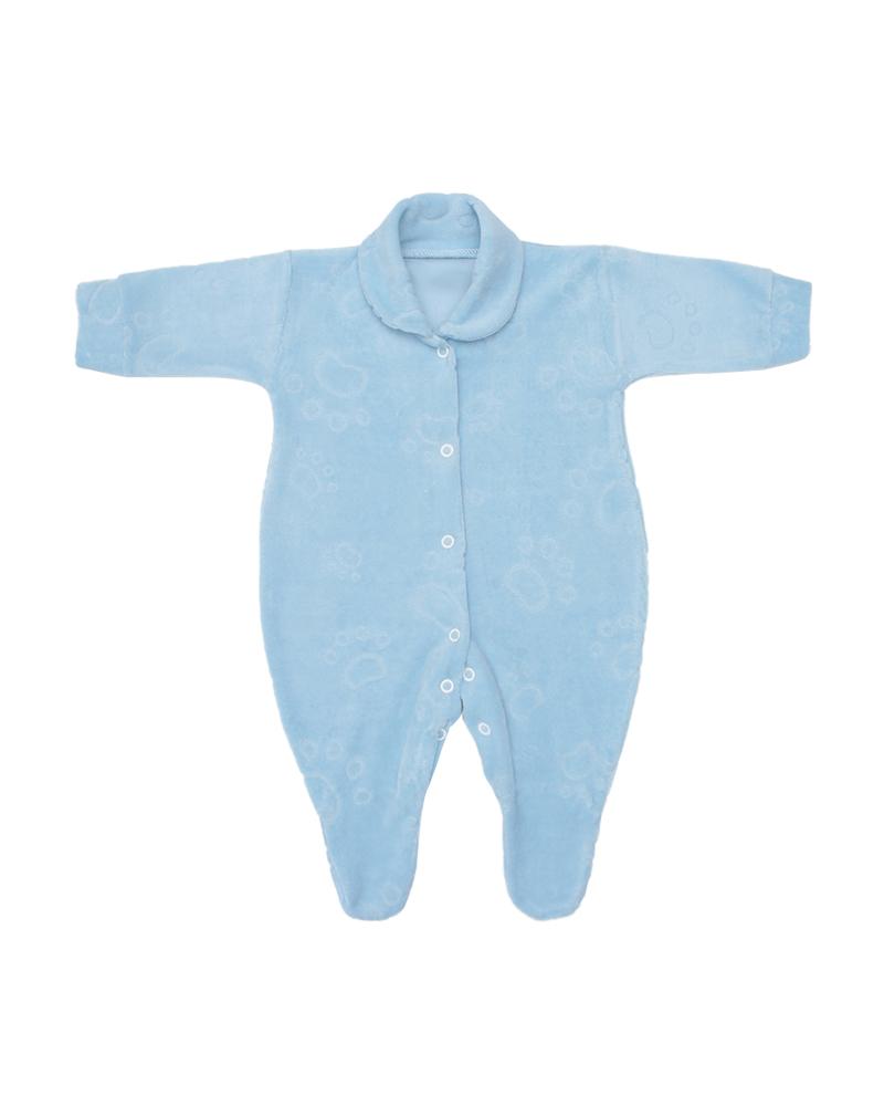 Macacão Em Plush Patinhas Azul Piscina