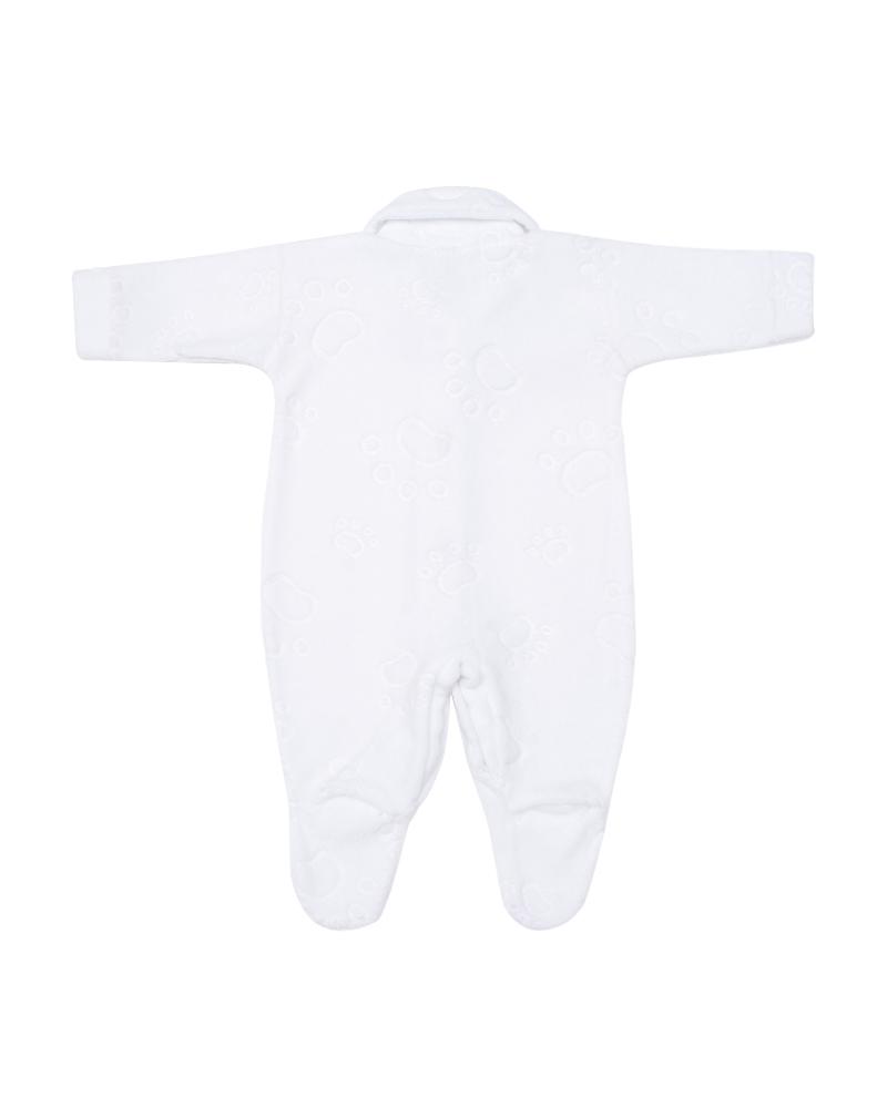 Macacão Em Plush Patinhas Branco