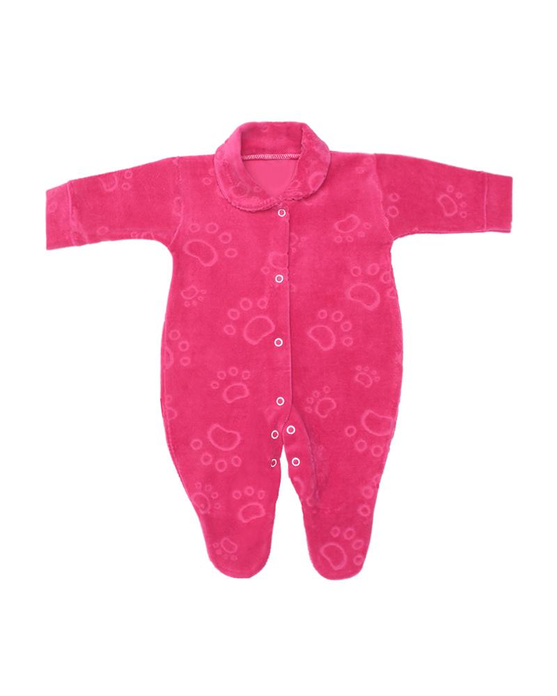 Macacão Em Plush Patinhas Pink