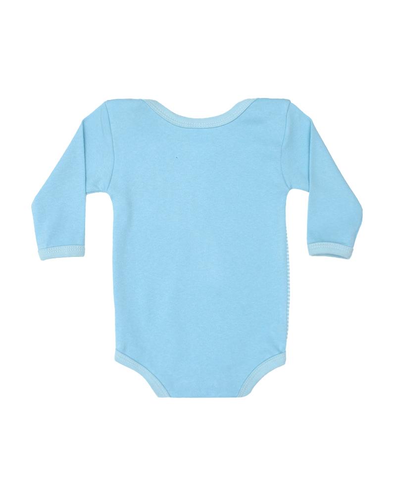 Body Em Algodão Listrado Azul Bebê e Branco