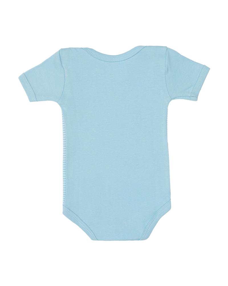 Body Em Algodão Listrado Azul Bebê e Branco