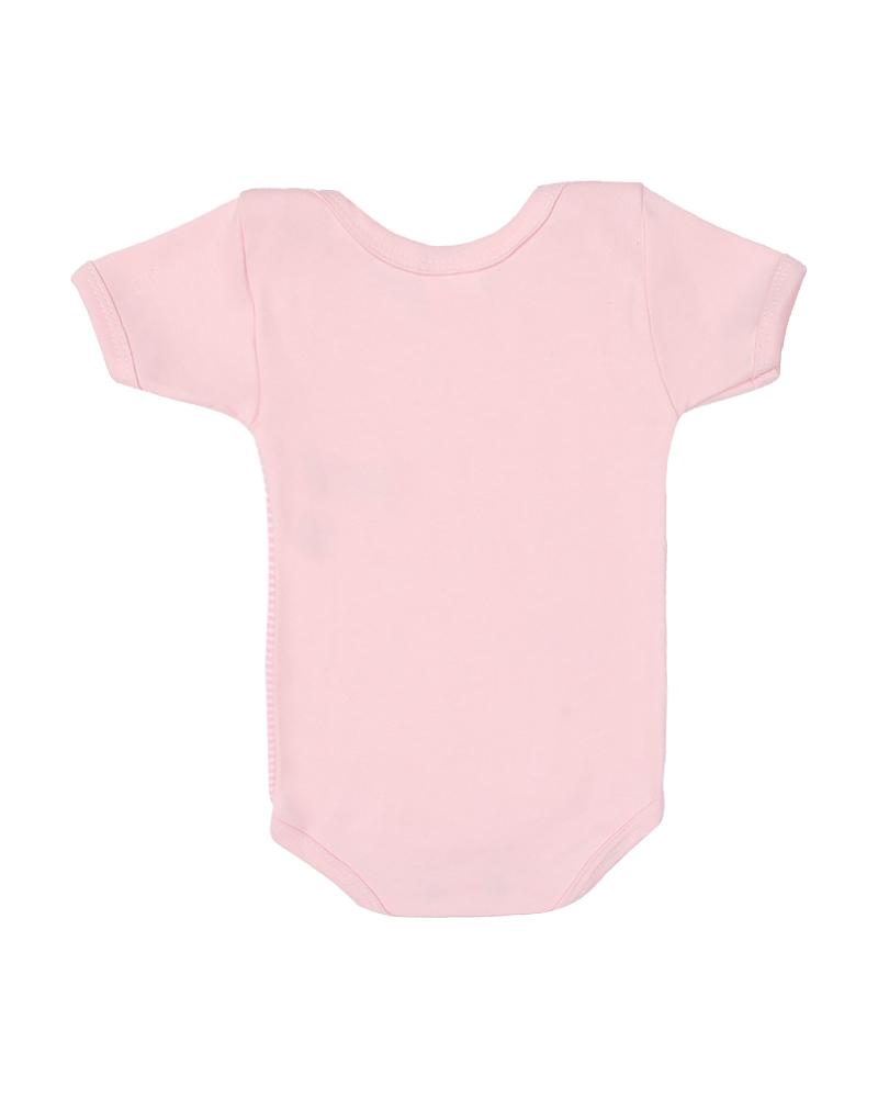 Body Em Algodão Listrado Rosa Bebê e Branco