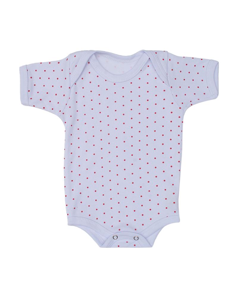 Body Em Algodão Poá Branco e Vermelho