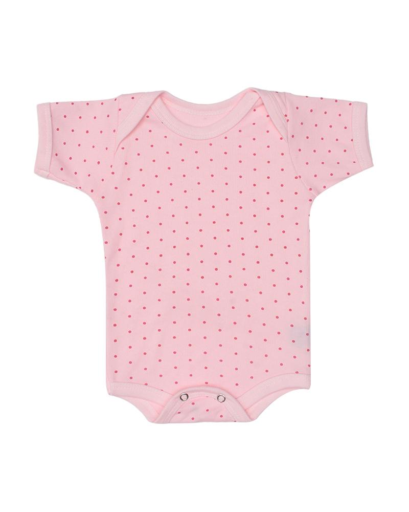 Body Em Algodão Poá Rosa Chiclete e Vermelho