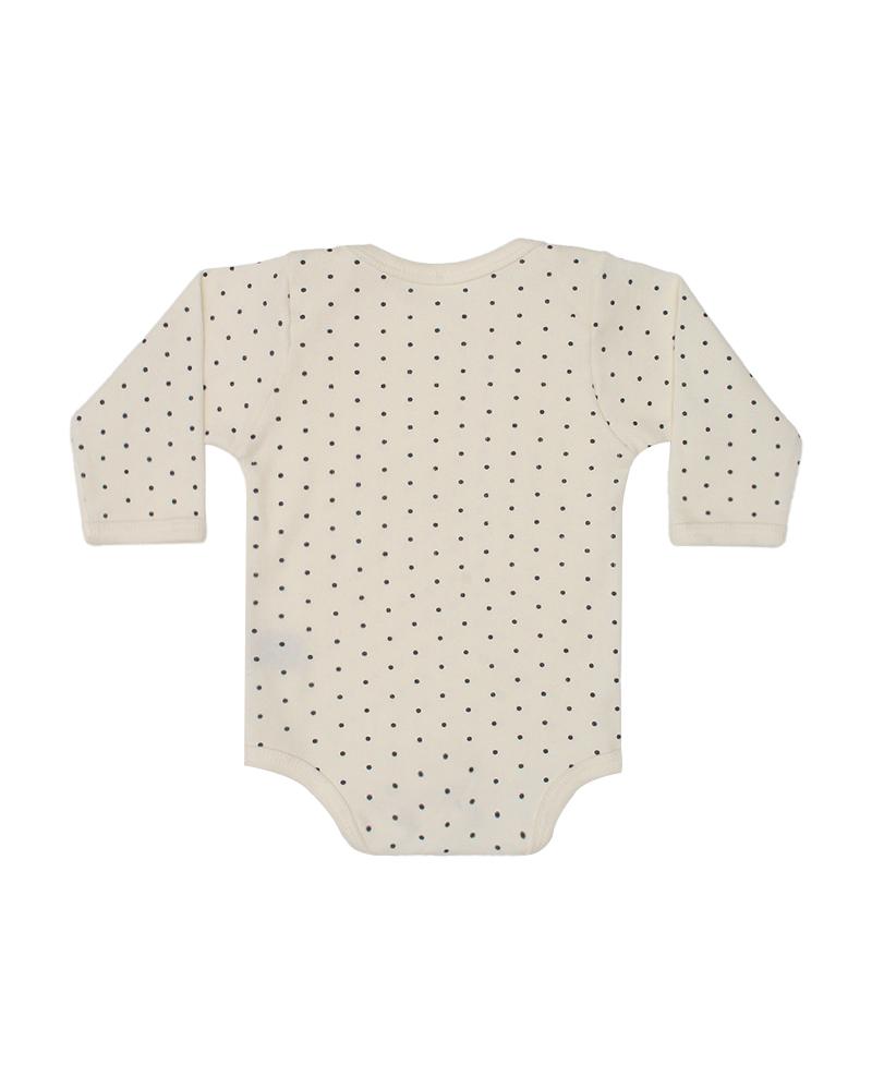 Body Em Algodão Poá Bege e Azul Marinho