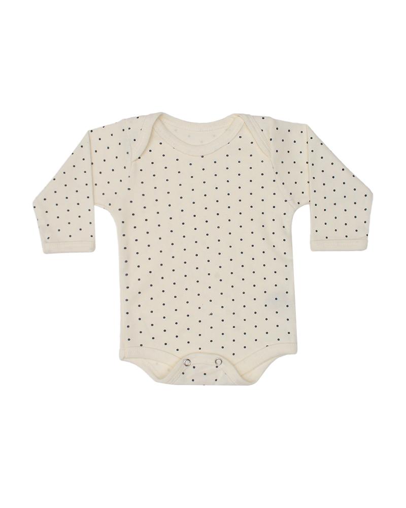 Body Em Algodão Poá Bege e Azul Marinho