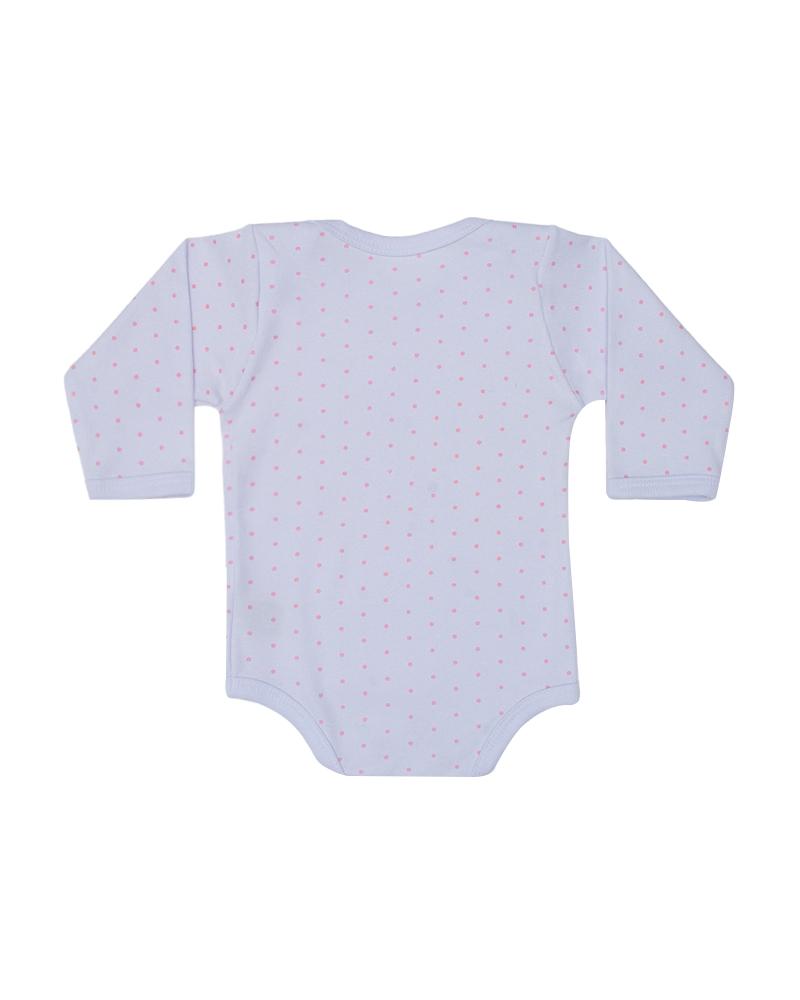 Body Em Algodão Poá Branco e Rosa Bebê