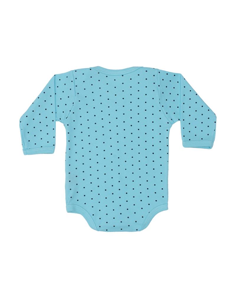 Body Em Algodão Poá Azul Bebê e Azul Marinho