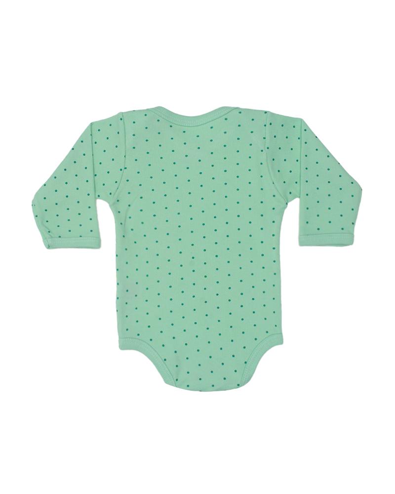 Body Em Algodão Poá Verde e Verde Escuro