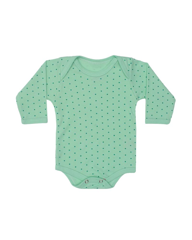 Body Em Algodão Poá Verde e Verde Escuro