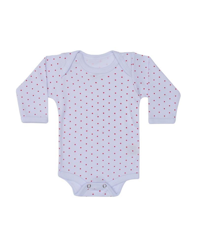 Body Em Algodão Poá Branco e Vermelho