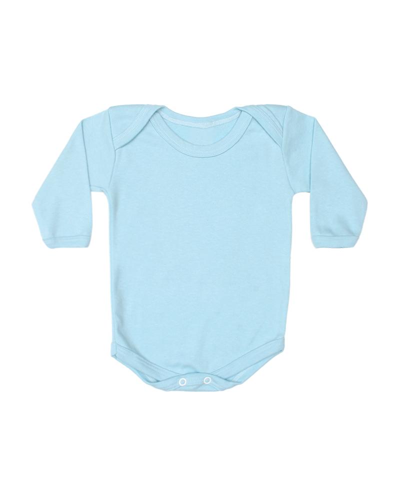 Body Em Algodão Liso Azul Bebê