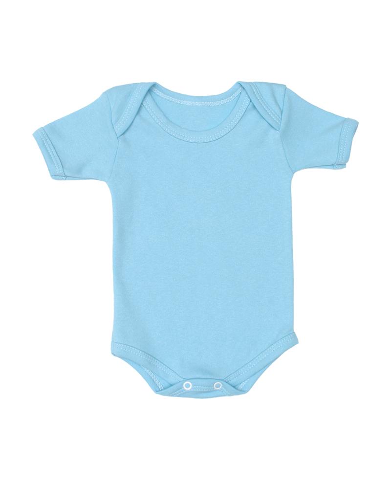 Body Em Algodão Liso Azul Bebê