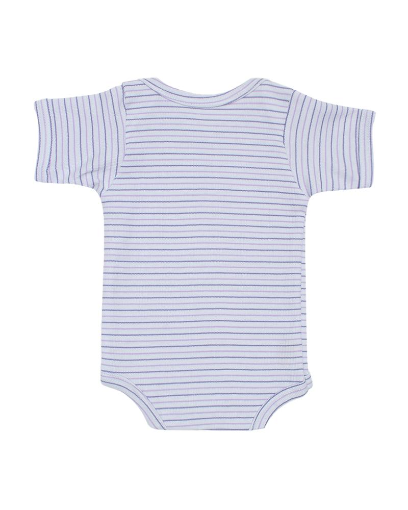 Body Em Algodão Listrado Lilás e Rosa Claro