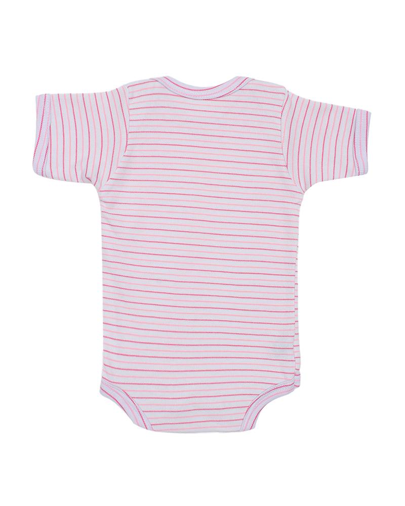 Body Em Algodão Listrado Pink e Rosa Chiclete