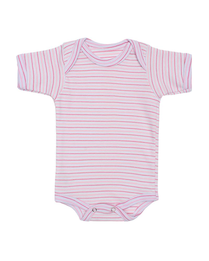 Body Em Algodão Listrado Pink e Rosa Chiclete