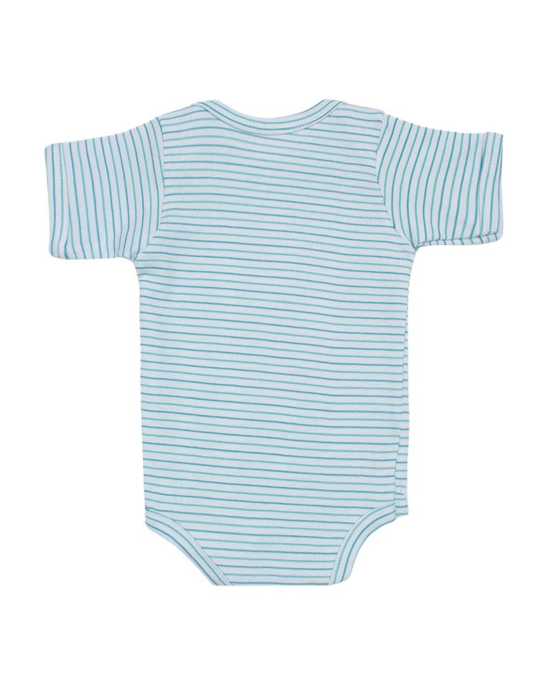 Body Em Algodão Listrado Azul Turquesa e Verde Água