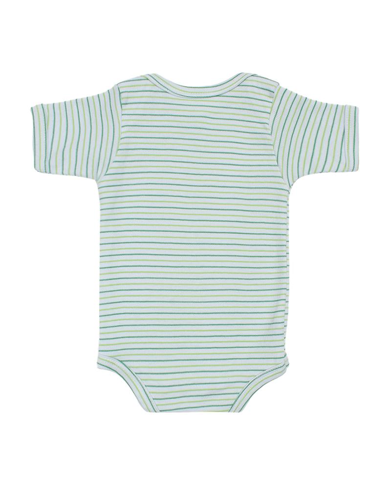 Body Em Algodão Listrado Verde Escuro e Verde