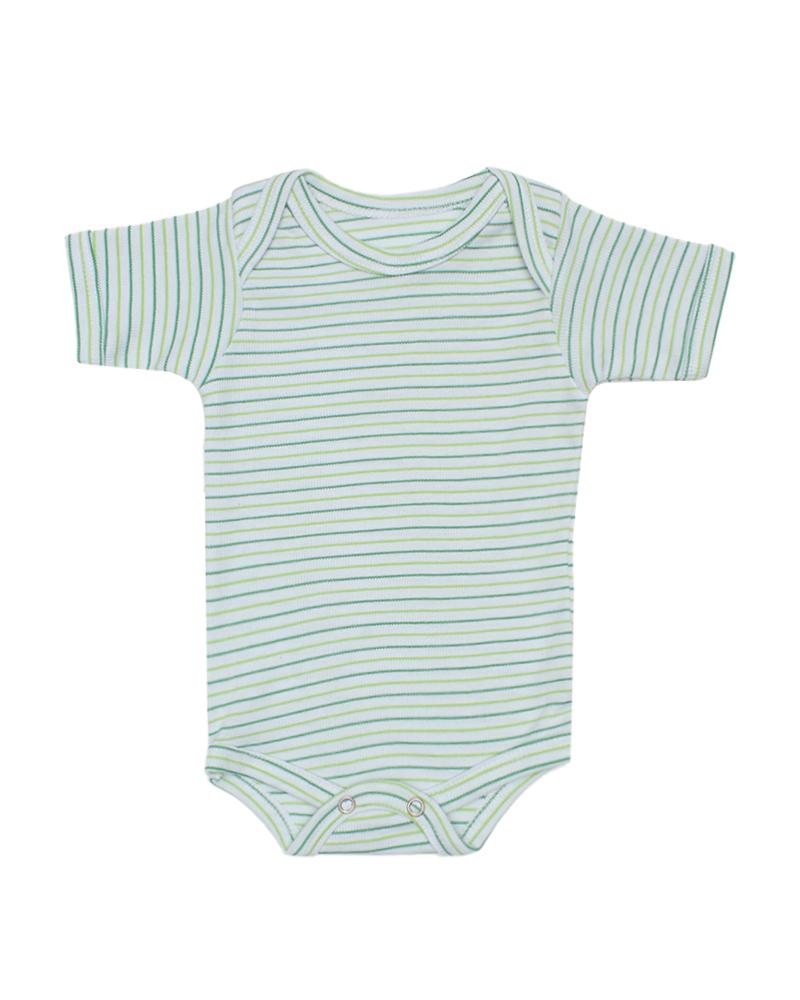 Body Em Algodão Listrado Verde Escuro e Verde