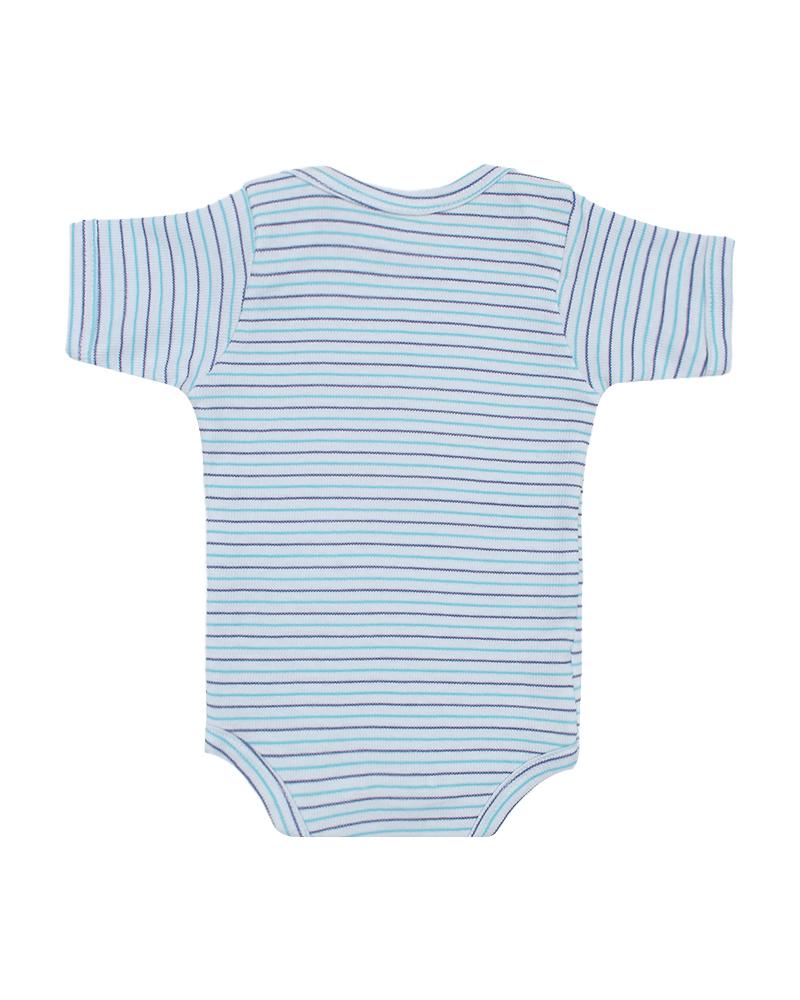 Body Em Algodão Listrado Azul Marinho e Azul Bebê