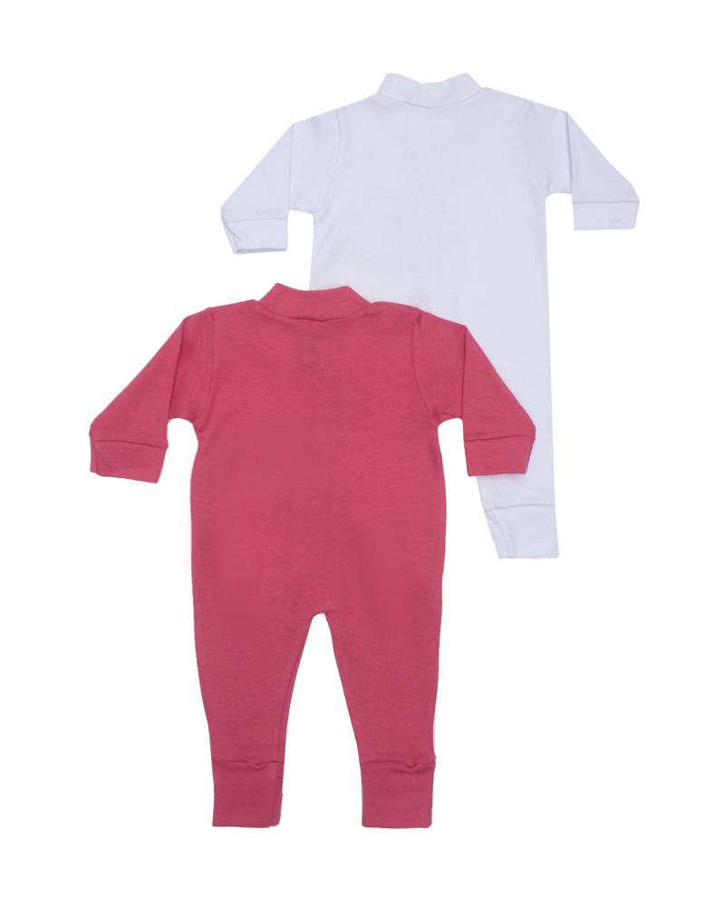 Kit De Macacões Em Suedine Rosa Coral e Branco