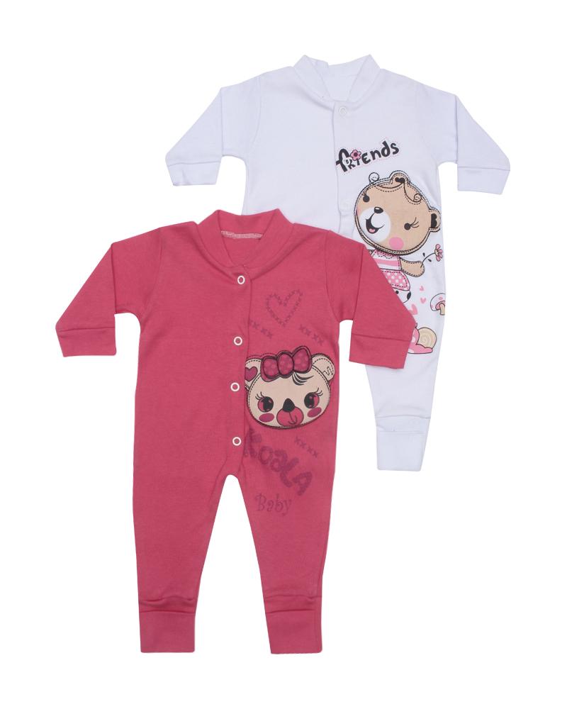 Kit De Macacões Em Suedine Rosa Coral e Branco